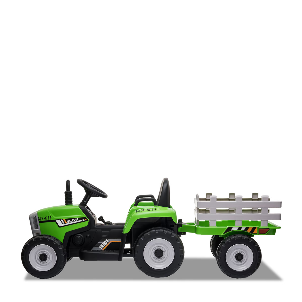 Tracteur électrique enfant avec remorque Vert