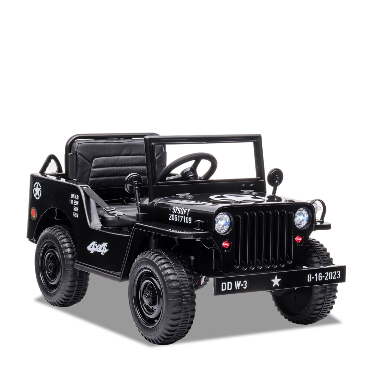 Voiture enfant électrique jeep willys 1 place Noir