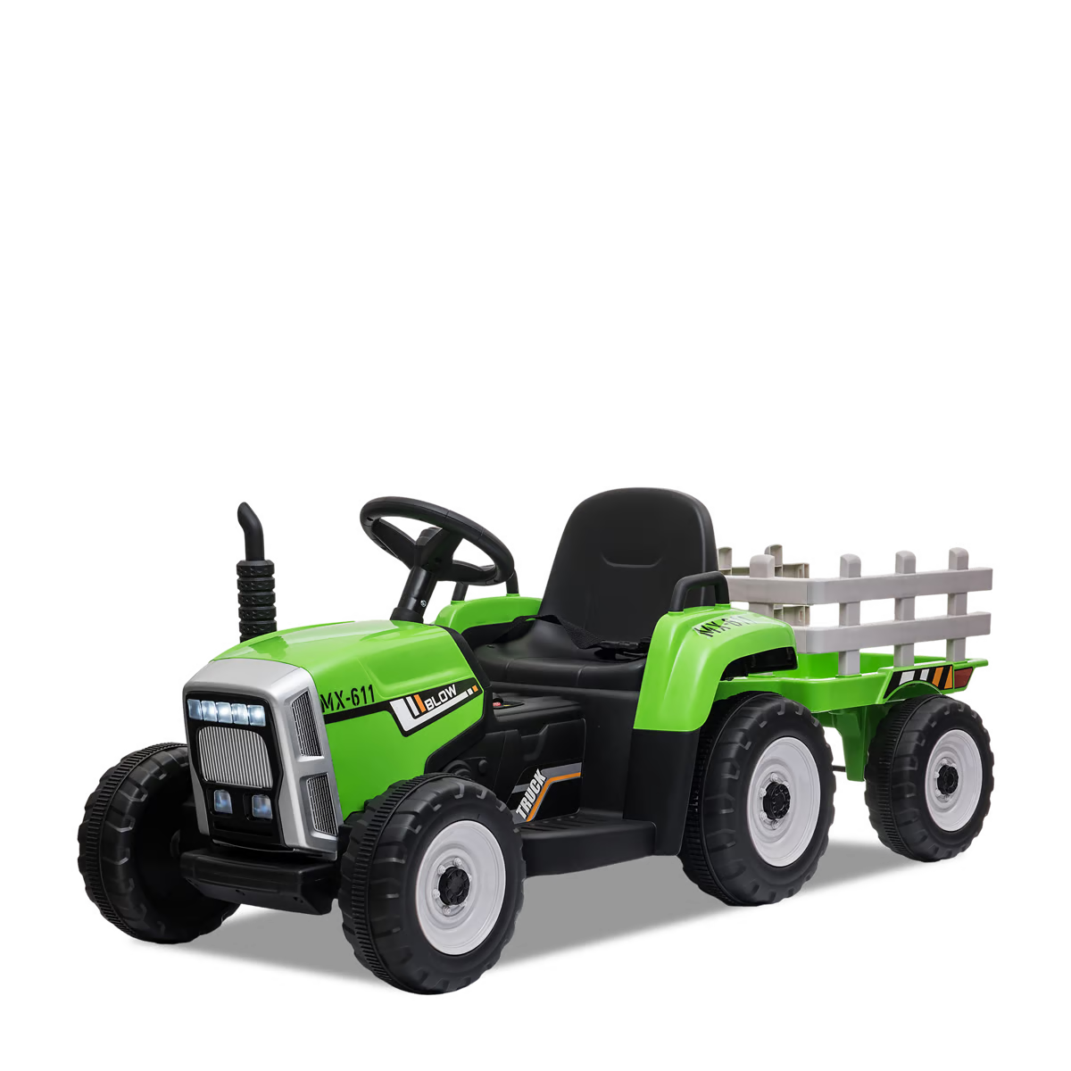 Tracteur électrique enfant avec remorque Vert